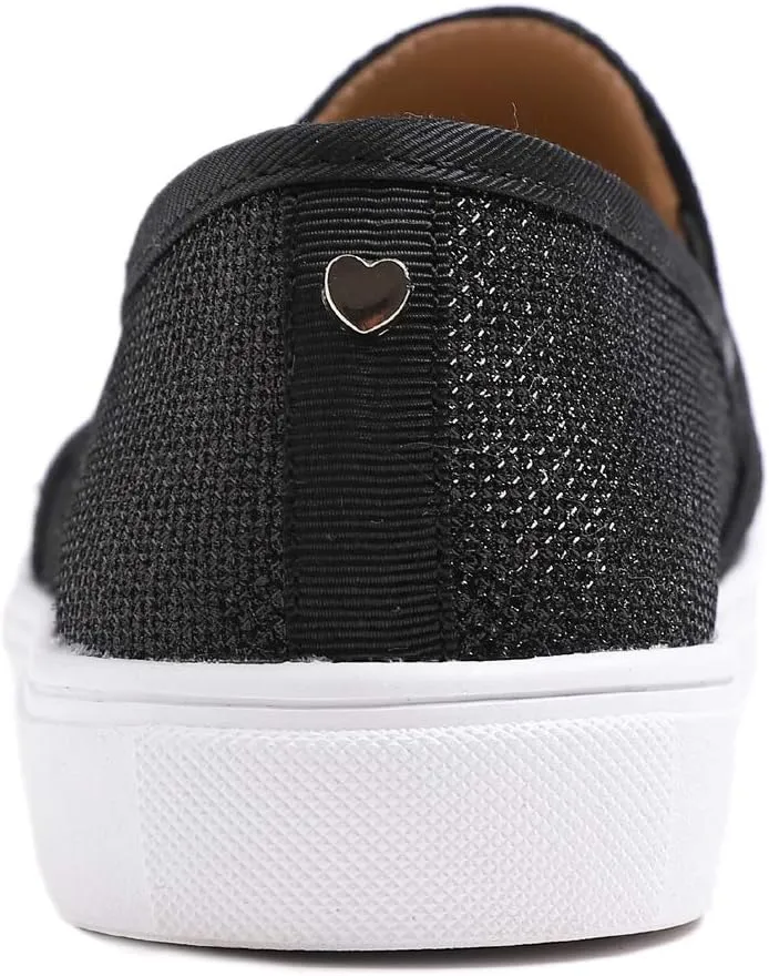 FEVERSOLE Women's Fashion Shiny Soft Slip On Sneaker Sparkle Casual Comfort Loafers