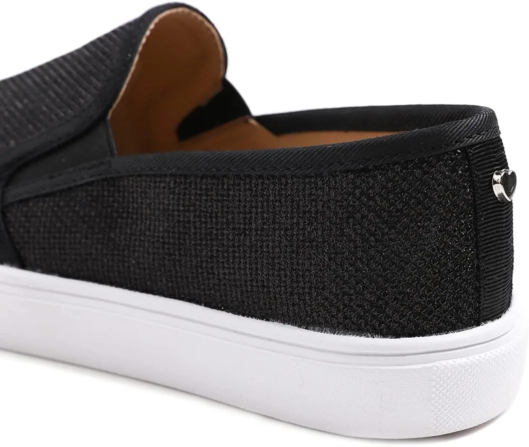 FEVERSOLE Women's Fashion Shiny Soft Slip On Sneaker Sparkle Casual Comfort Loafers