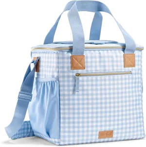 Fit & Fresh, 24-Can Soft Cooler Bag Insulated Leak Proof, Portable Soft Cooler, Large Cooler, Soft Sided Cooler Bag, Travel Cooler, Blue Gingham