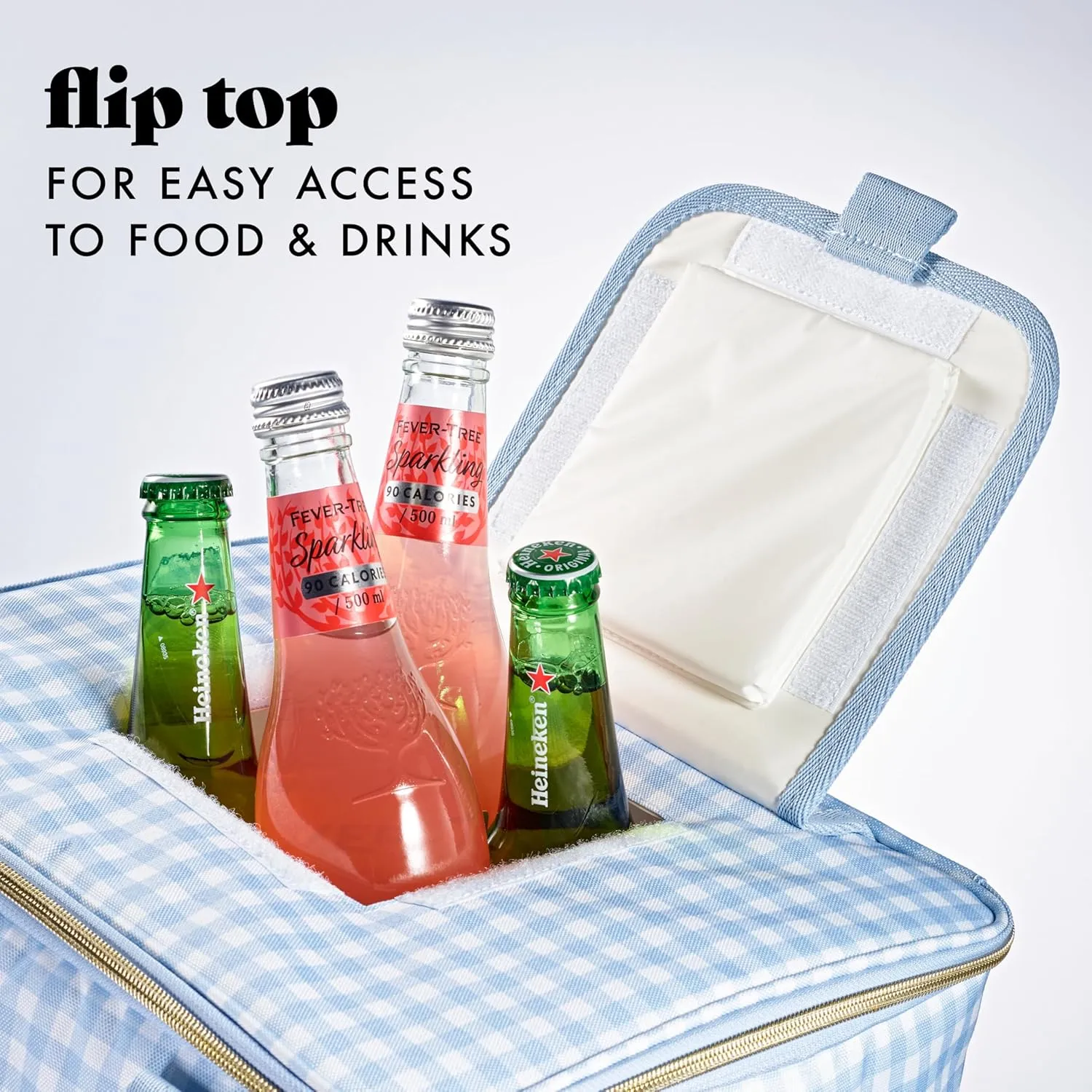 Fit & Fresh, 24-Can Soft Cooler Bag Insulated Leak Proof, Portable Soft Cooler, Large Cooler, Soft Sided Cooler Bag, Travel Cooler, Blue Gingham