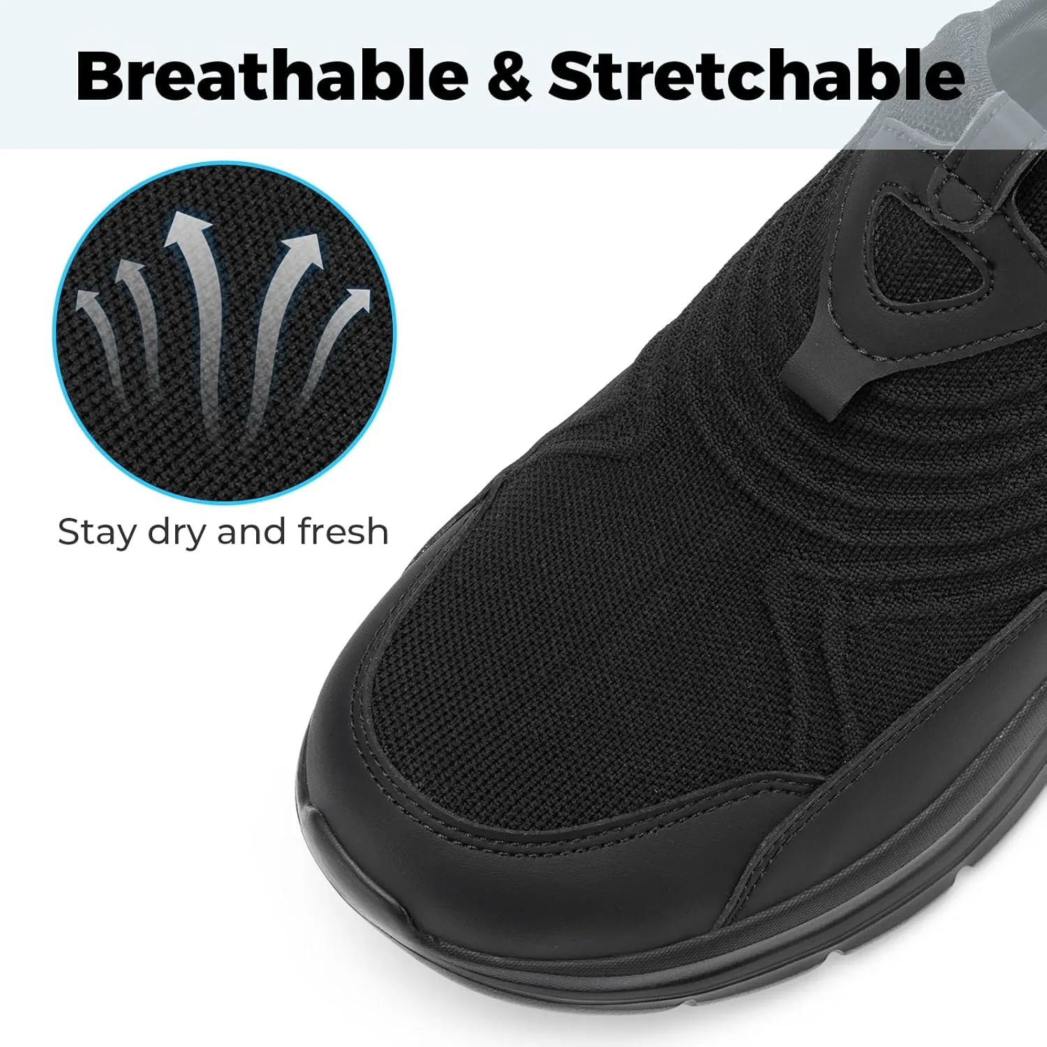 FitVille Men's Extra Wide Slip on Walking Shoes, Breathable Hands Free Slip on Sneakers, Comfortable Orthopedic Shoes for Standing All Day - Step Ease V1