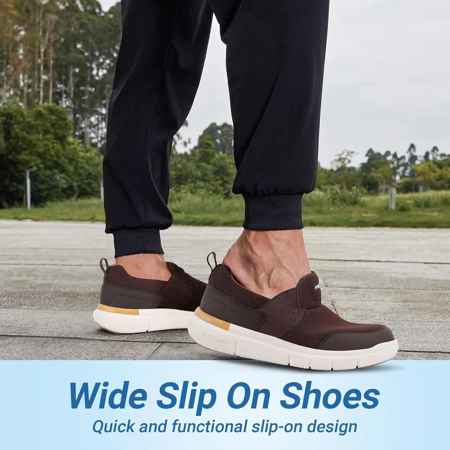 FitVille Men's Extra Wide Slip on Walking Shoes, Lightweight Non-Slip Breathable Casual Loafers for Standing All Day