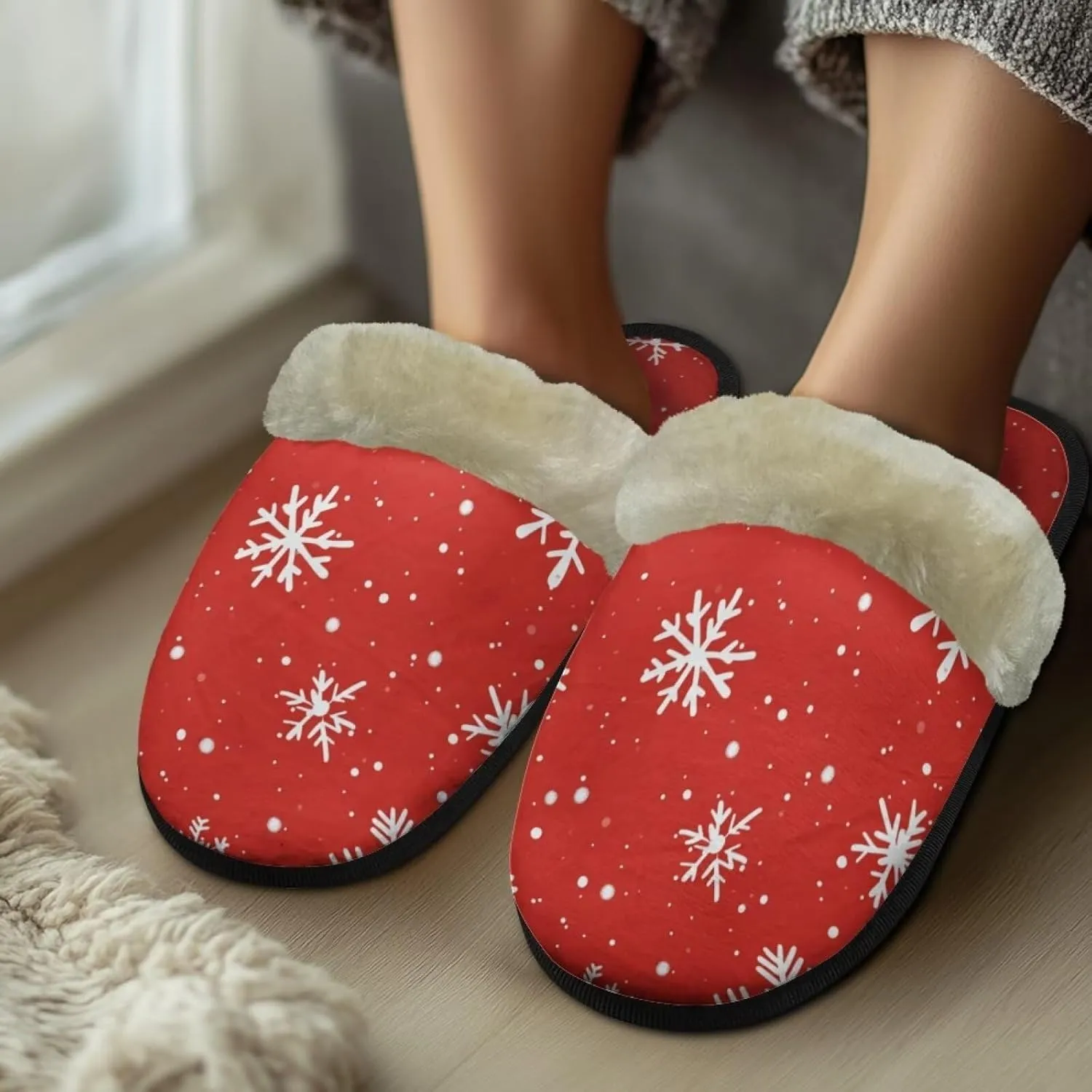 Flashideas Slippers for Women Retro Soft Fuzzy Slippers Couple Casual Fluffy Slippers for Indoor and Outdoor