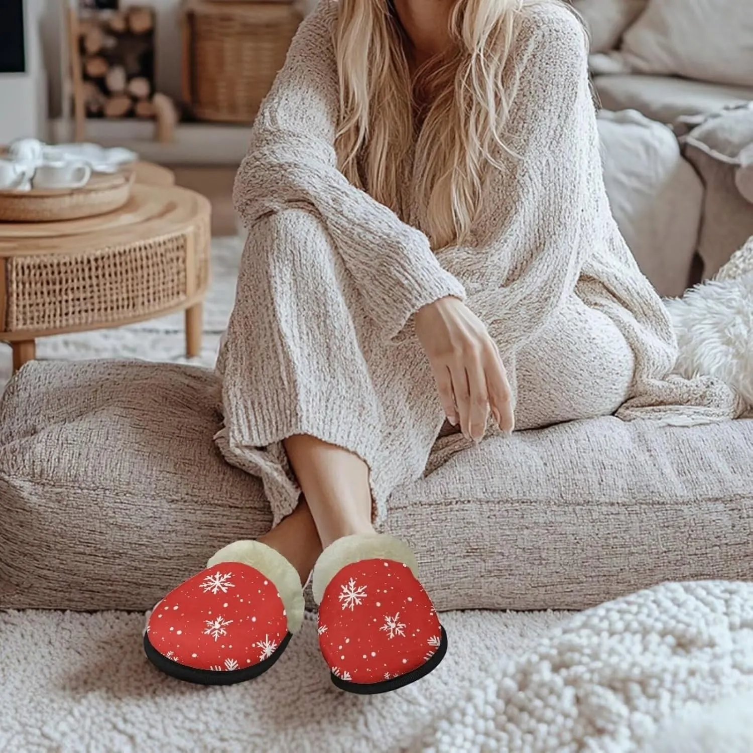 Flashideas Slippers for Women Retro Soft Fuzzy Slippers Couple Casual Fluffy Slippers for Indoor and Outdoor