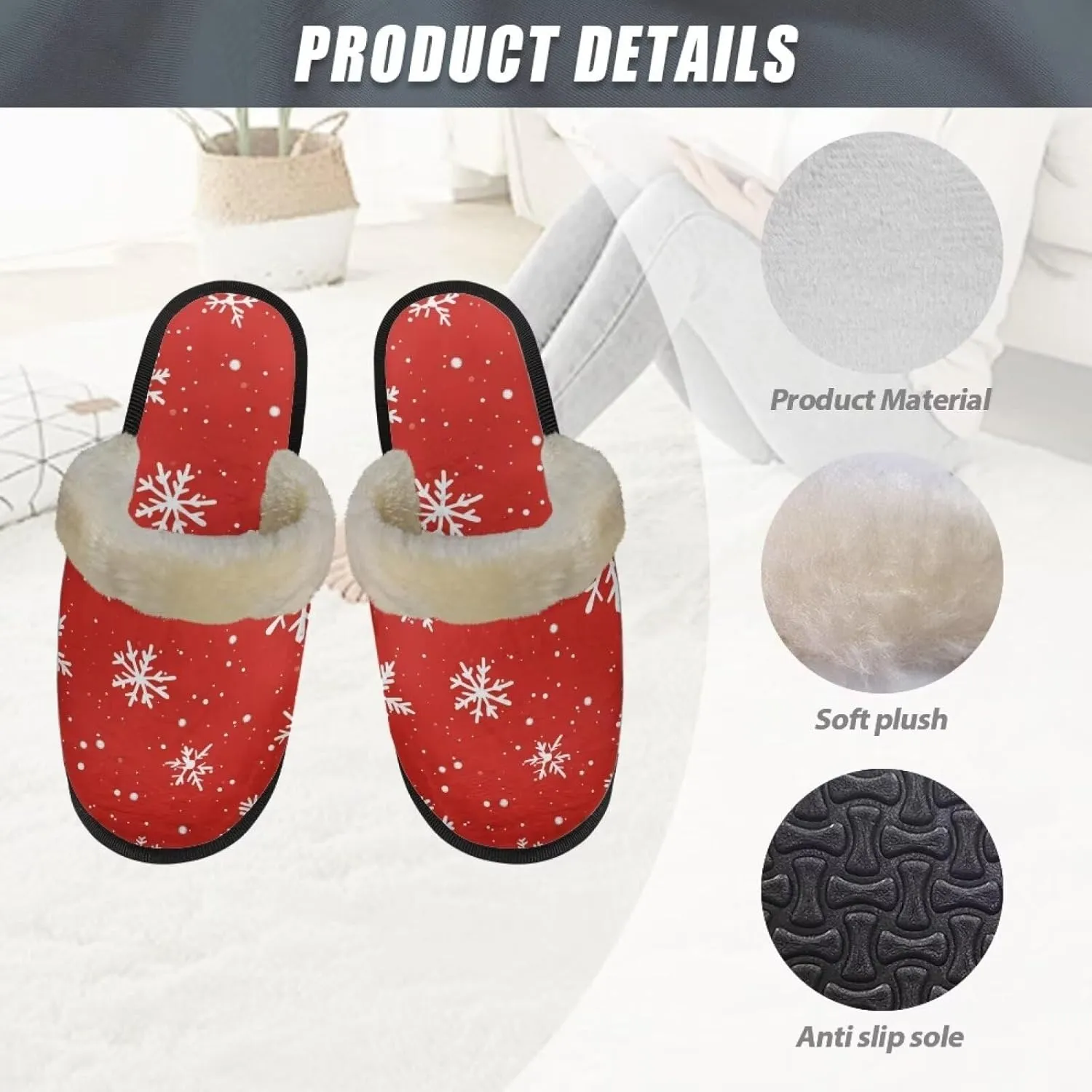Flashideas Slippers for Women Retro Soft Fuzzy Slippers Couple Casual Fluffy Slippers for Indoor and Outdoor