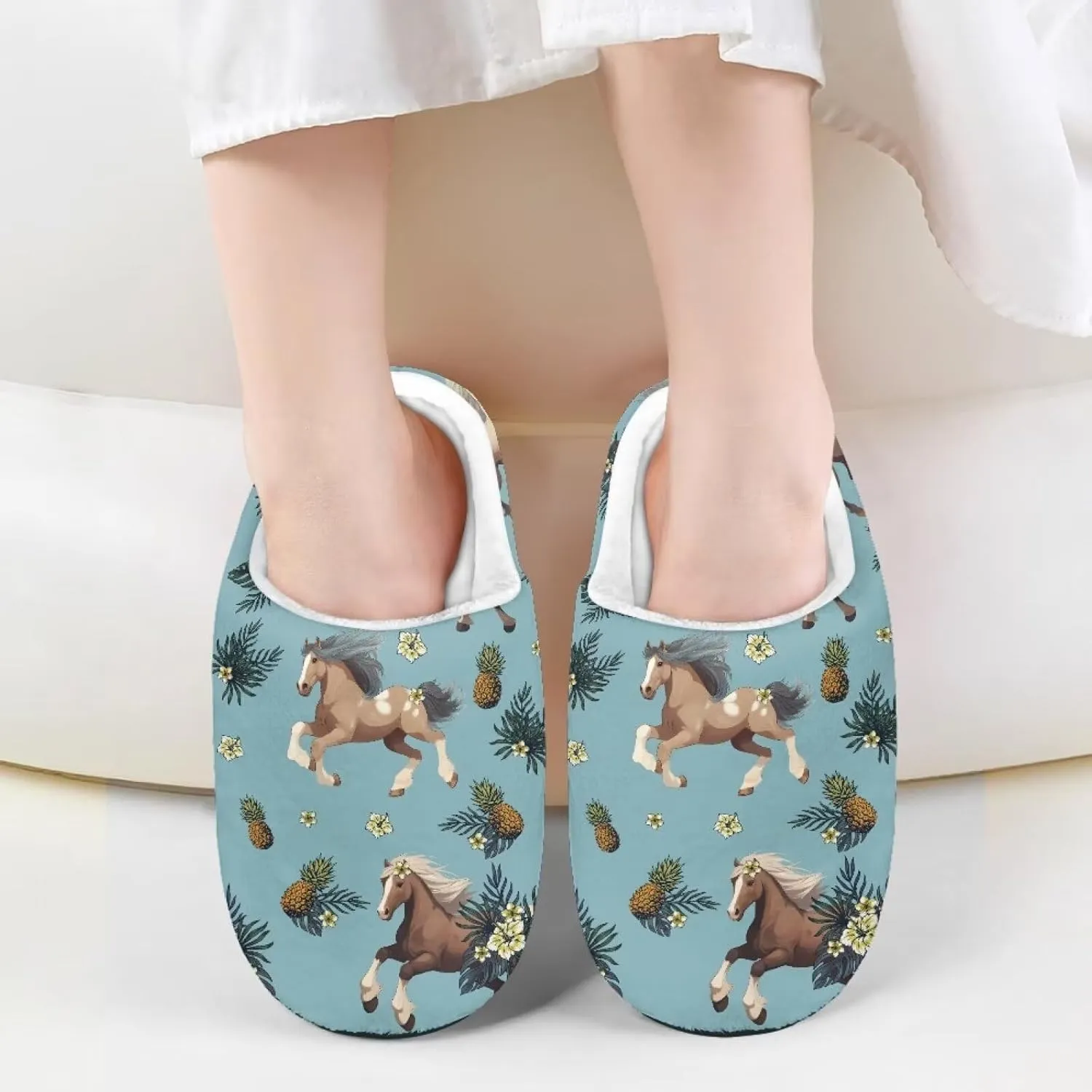 Flashideas Toddler Slippers Kids Fur Lined Warm Slip On Home Slippers Soft Plush Slippers