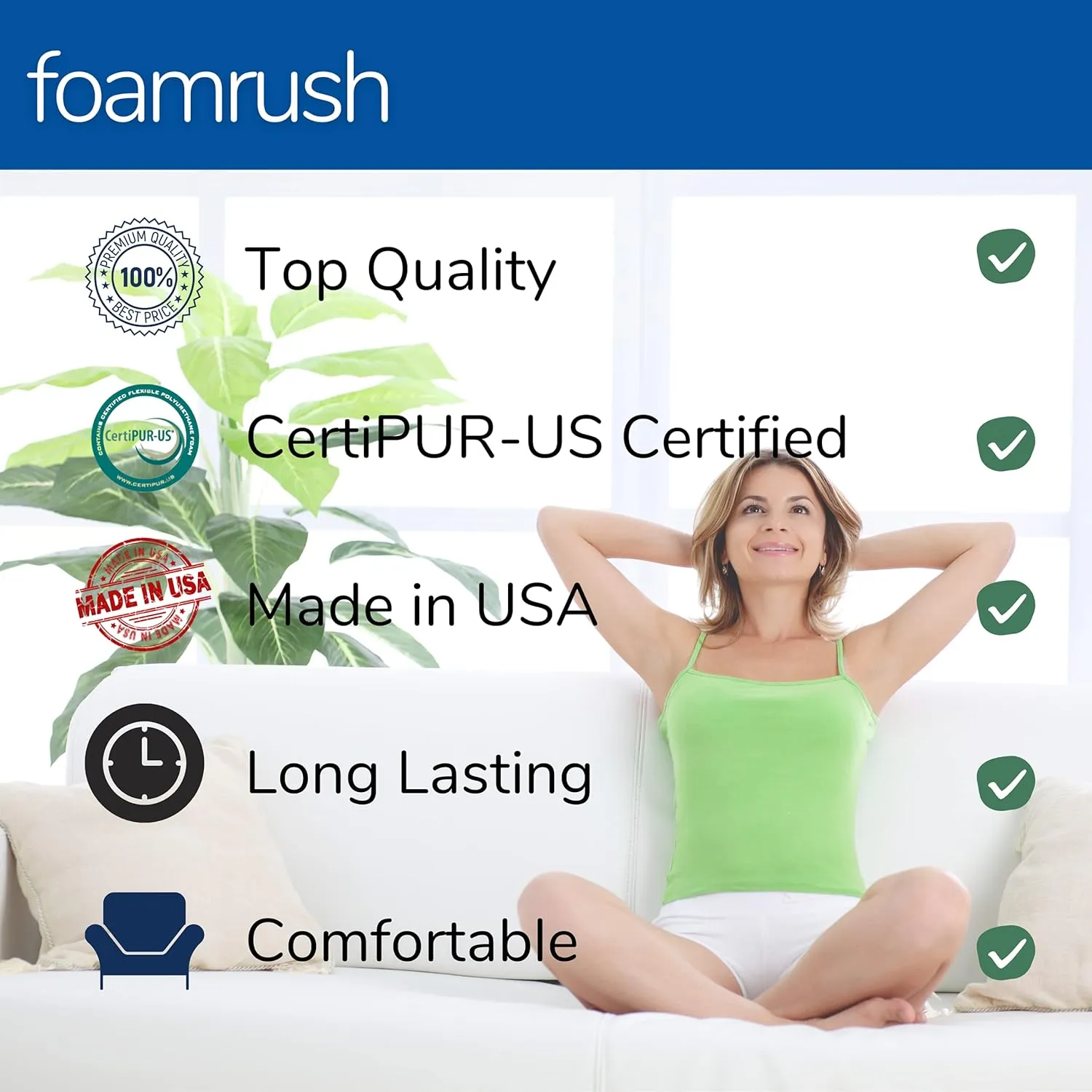 FoamRush 2 x 24" x 27" Gel Only Upholstery Firm Foam Soft Support (Chair Cushion Square Foam for Dinning Chairs, Wheelchair Seat Cushion Replacement)