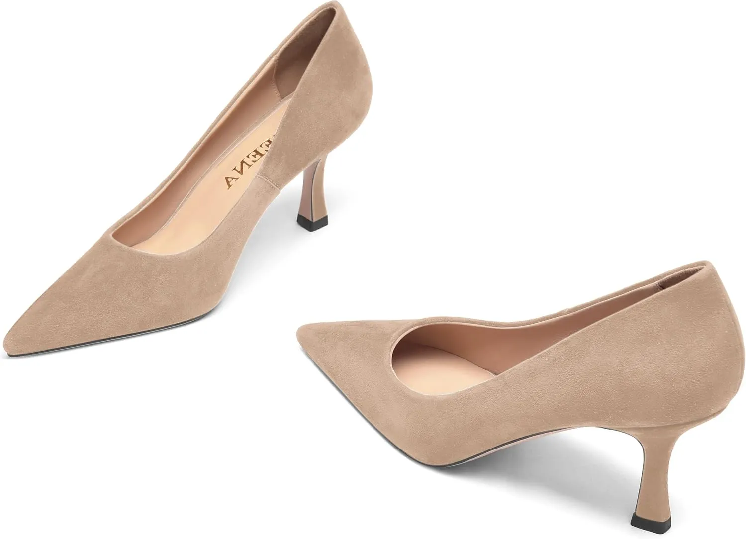 FOGEENA Womens Suede Pointed Toe Dress Slip On Wedding Stiletto High Heel Pumps Shoes 2.5 Inch
