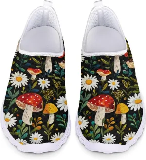 Forchrinse Black Dachshund Flower Unisex Walking Shoes Soft Slip on Sneakers for Women Men Lightweight Breathable
