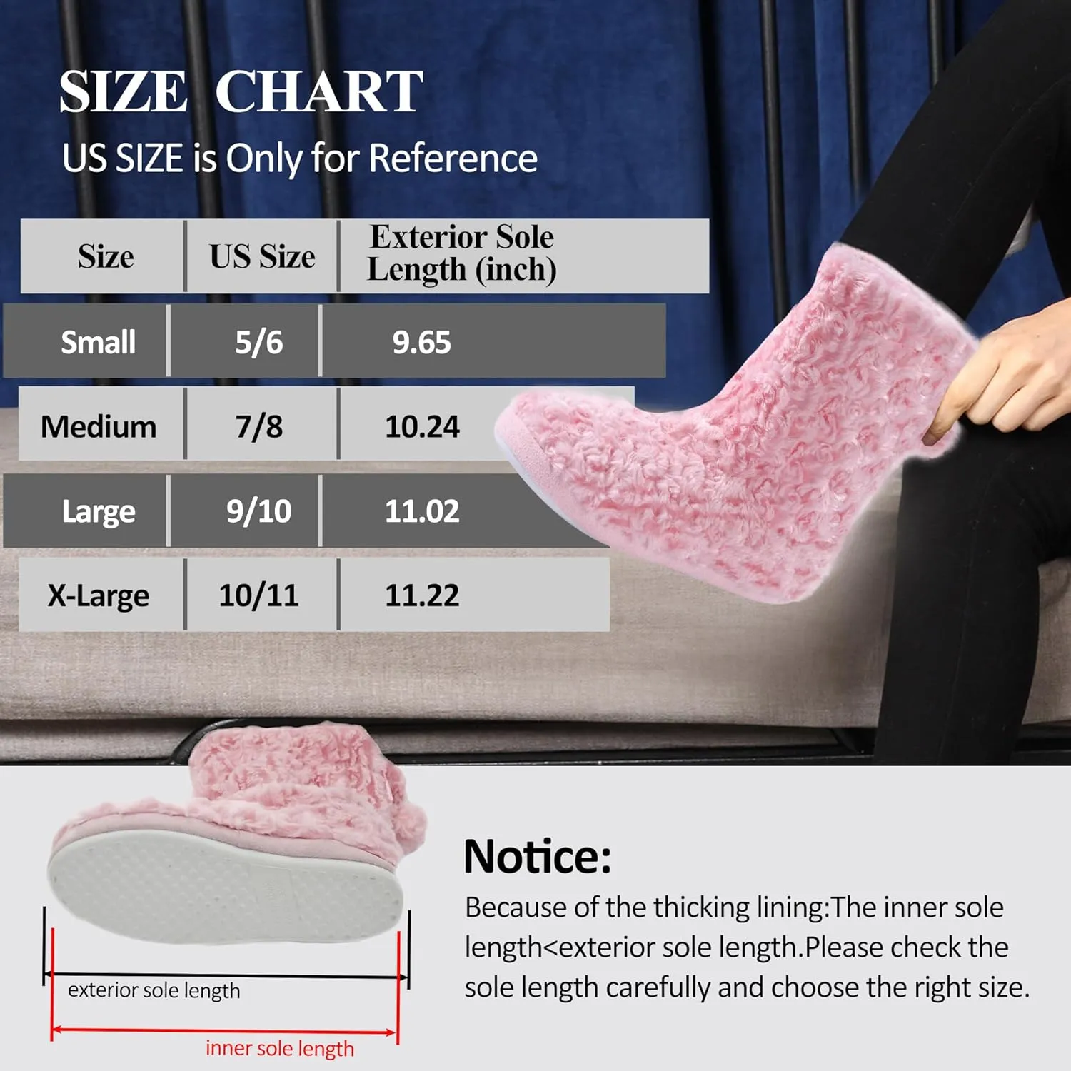 Forfoot Slipper Boots for Women, Cozy Fleece Non Slip Indoor House Shoes