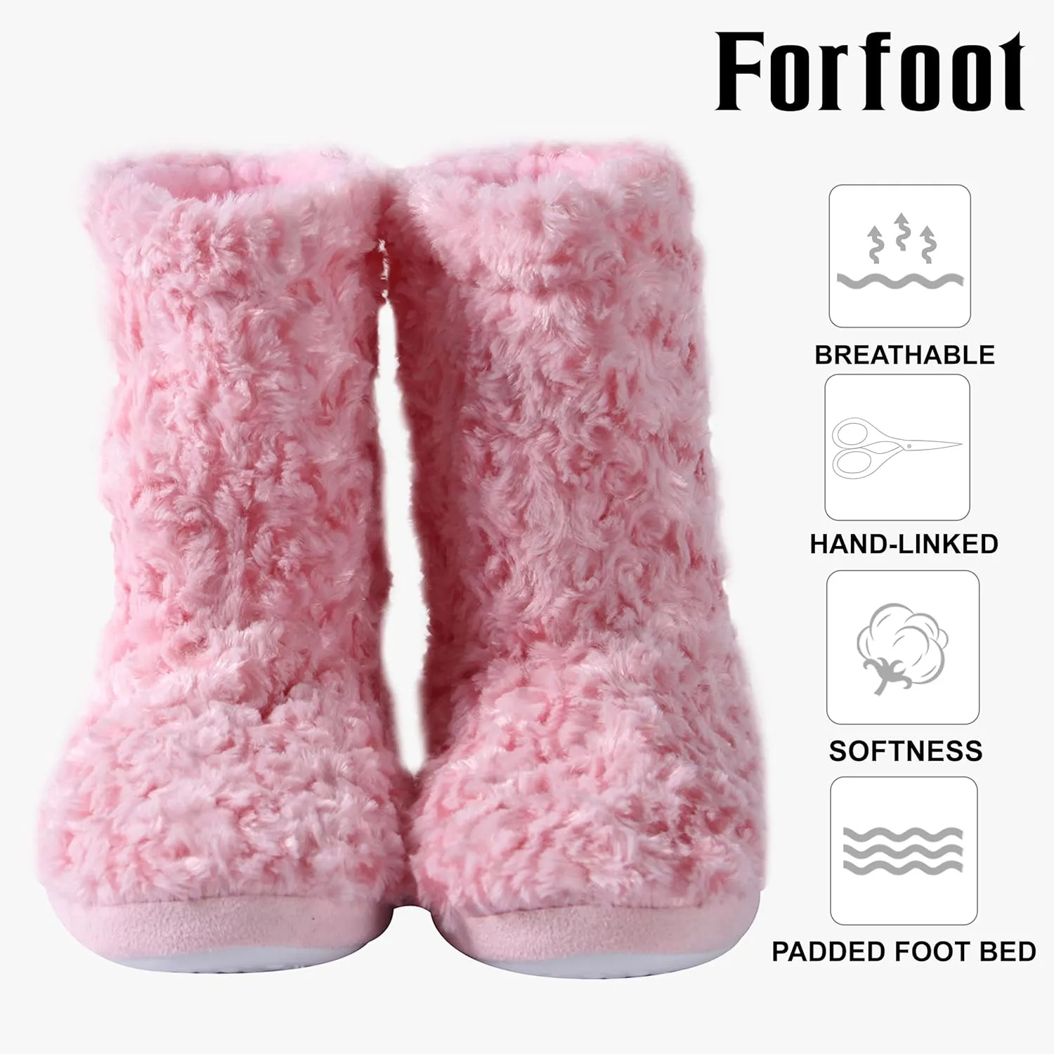 Forfoot Slipper Boots for Women, Cozy Fleece Non Slip Indoor House Shoes