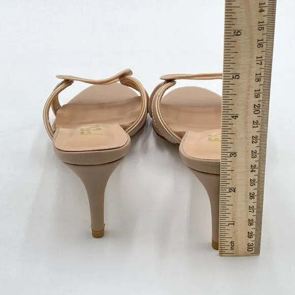 FSJ Women Comfy Low Kitten Heels Sandals Open Toe Slip On Backless Casual Dress