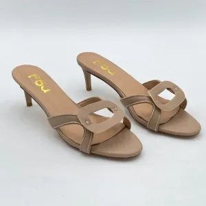 FSJ Women Comfy Low Kitten Heels Sandals Open Toe Slip On Backless Casual Dress