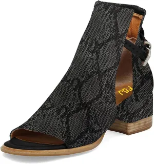 FSJ Women Peep Open Toe Sandals Boot Cut Out Buckle Ankle Bootie Comfortable Stacked Block Low Heeled Summer Sandal Shoes Size 4-15 M US