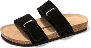 FUNKYMONKEY Unisex Slide Sandals Adjustable Double Buckle with Soft Footbed Comfort Slides for Women and Men