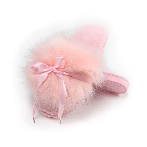 Fur Story FS20S09 Women's Faux Fur Slippers Memory Foam Cozy House Slipper Shoes Soft Flat Slide Sandals Indoor Outdoor
