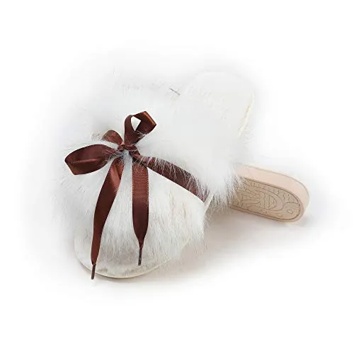 Fur Story FS20S09 Women's Faux Fur Slippers Memory Foam Cozy House Slipper Shoes Soft Flat Slide Sandals Indoor Outdoor