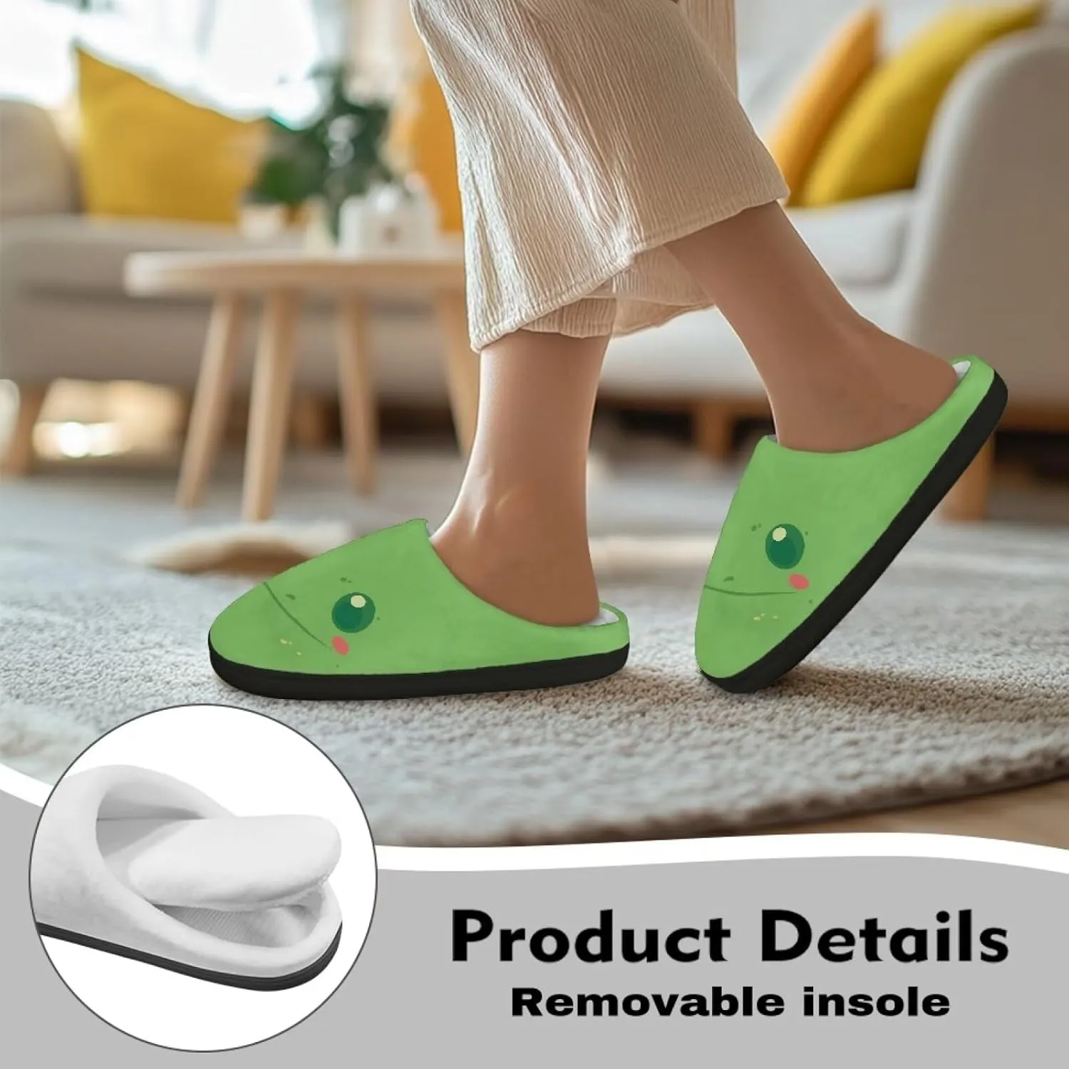 Fuzzy Memory Foam Cozy Slippers for Womem Indoor Home Womens Slip On House Shoes with Rubber Soles Size 4-12