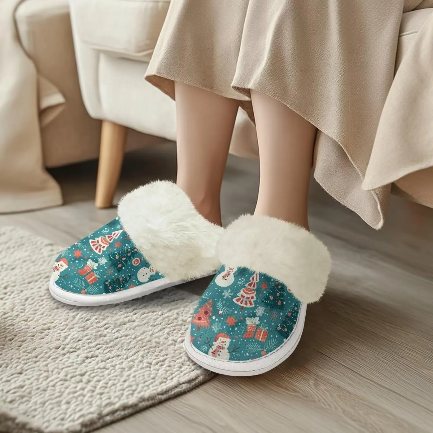 Fuzzy Slippers for Women Cozy Indoor Slippers for Women Fluffy Fur
