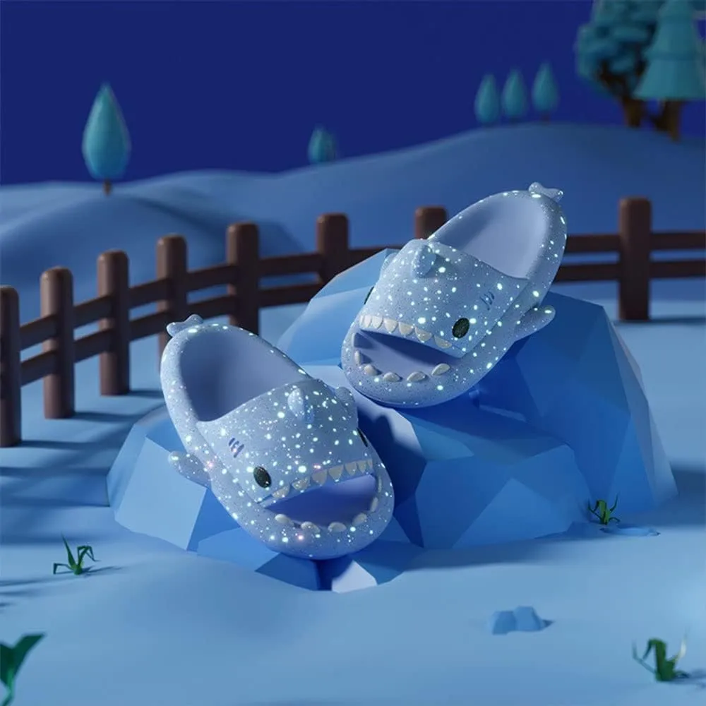 Galaxy Shark Slides, Spotted Starlight Shark Slides, EVA Cloud Shark Slides Glow in the Dark Thick Sole Non-slip Open Toe Shark Slippers