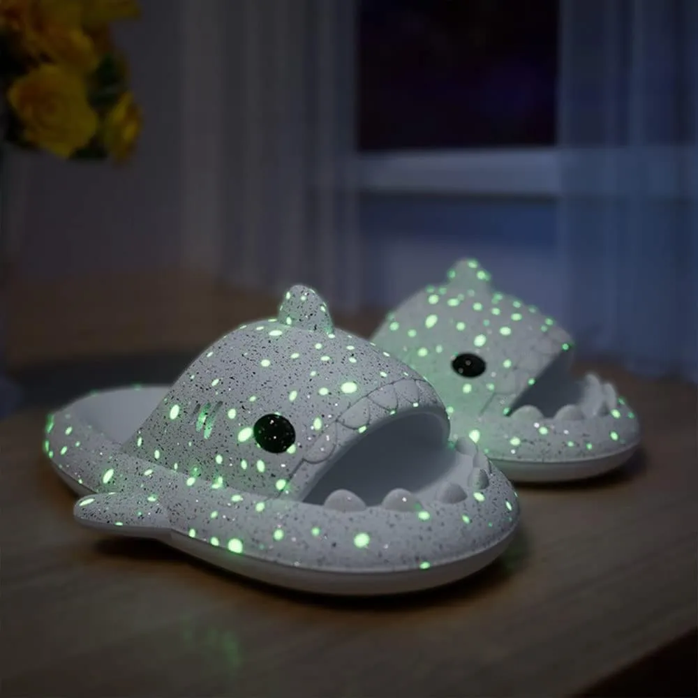 Galaxy Shark Slides, Spotted Starlight Shark Slides, EVA Cloud Shark Slides Glow in the Dark Thick Sole Non-slip Open Toe Shark Slippers
