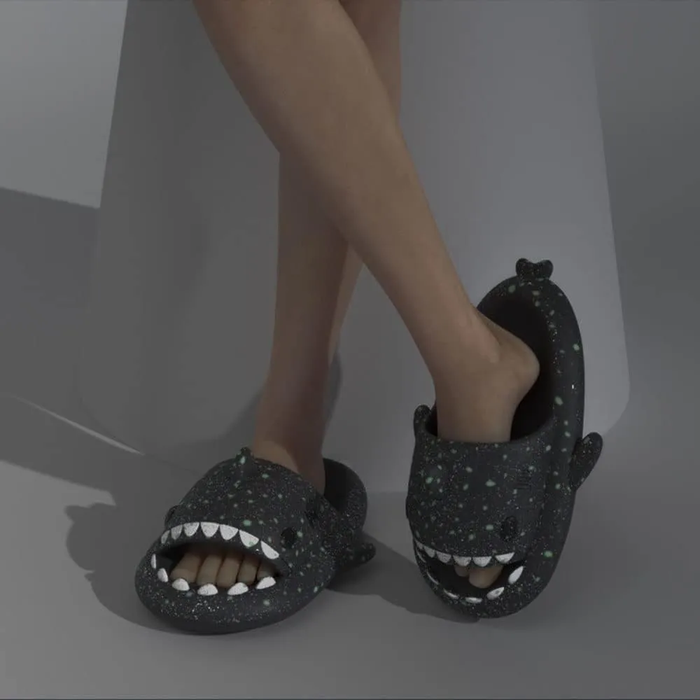 Galaxy Shark Slides, Spotted Starlight Shark Slides, EVA Cloud Shark Slides Glow in the Dark Thick Sole Non-slip Open Toe Shark Slippers