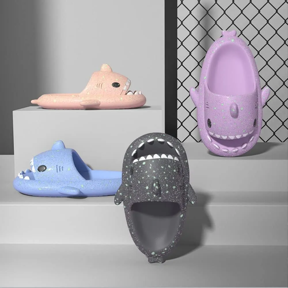 Galaxy Shark Slides, Spotted Starlight Shark Slides, EVA Cloud Shark Slides Glow in the Dark Thick Sole Non-slip Open Toe Shark Slippers