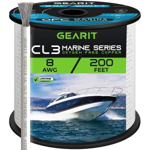 GEARit 8 Gauge Marine Electrical Primary Wire, 8 AWG (200ft) Marine Grade Tinned Copper Oxygen Free for Boat, Automotive, RV, Camper, Trailer