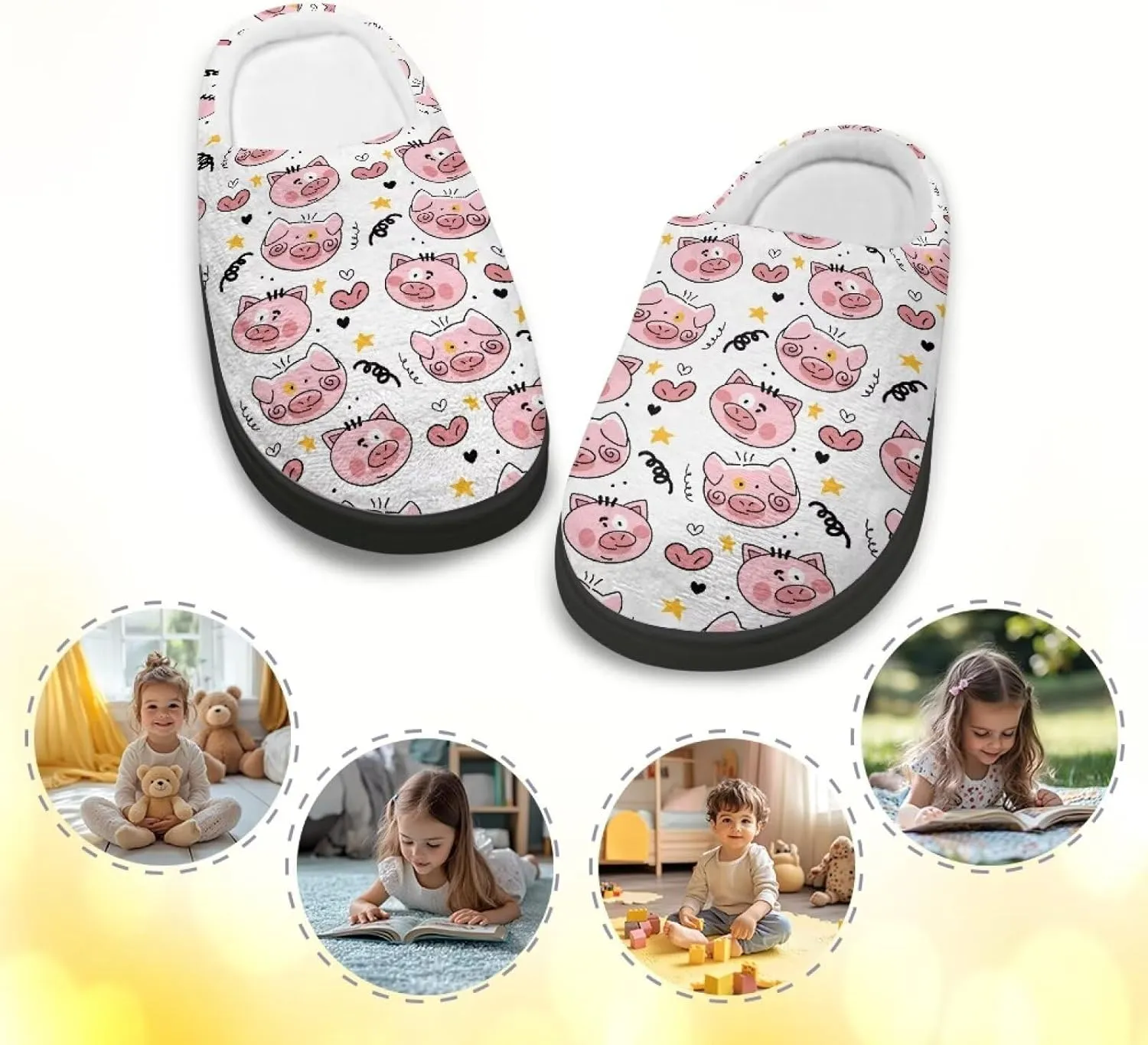 Girl's Cozy Plush House Slippers Soft Fluffy Home Shoes Comfortable Warm Slippers Cute Animals Print Slippers Non Slip Bedroom Slides for Indoor Outdoor US 9-15