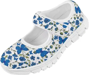 Girls Mary Jane Shoes School Uniform Shoes Round Toe Ballet Flats Breathable Mesh Slip-on Walking Sneakers