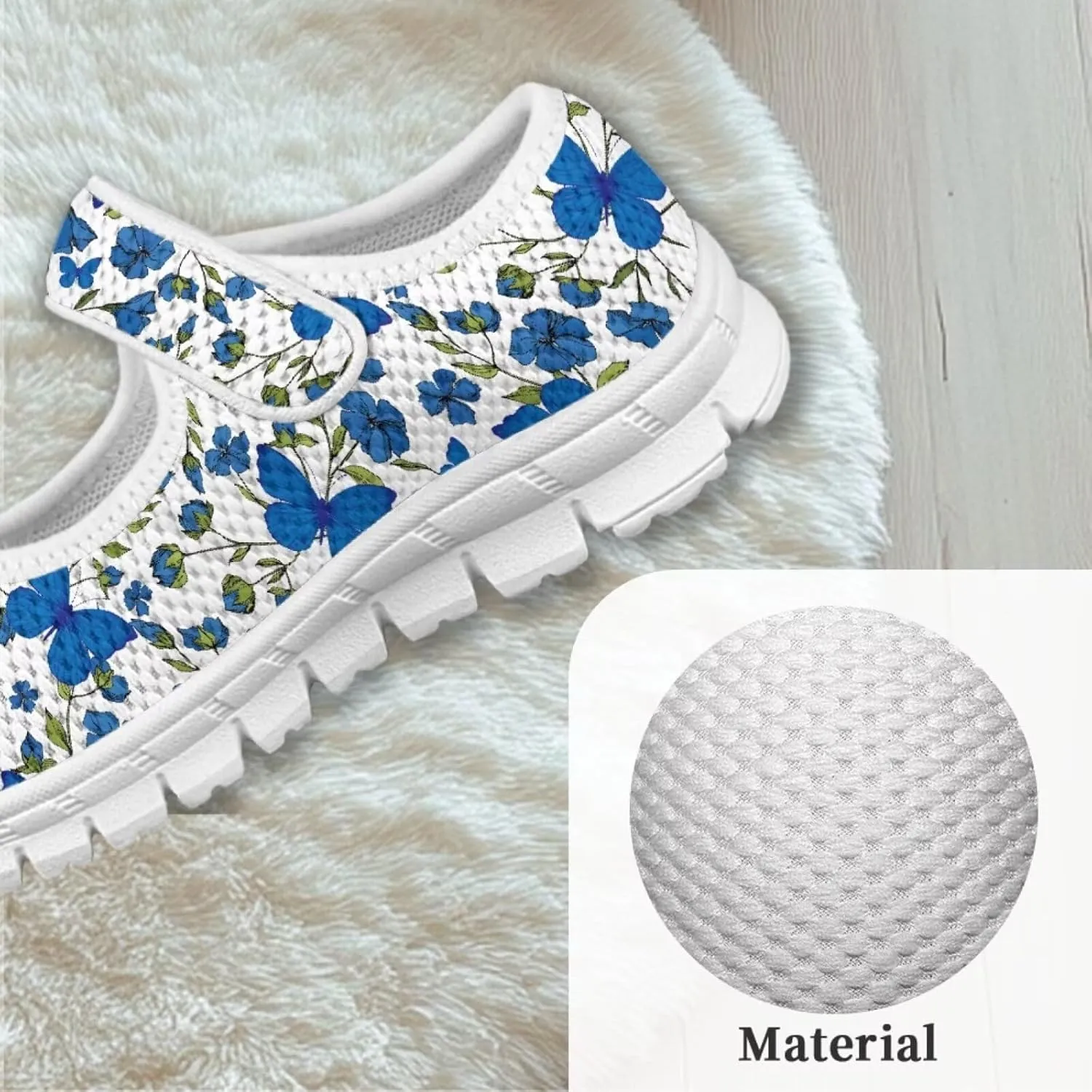 Girls Mary Jane Shoes School Uniform Shoes Round Toe Ballet Flats Breathable Mesh Slip-on Walking Sneakers
