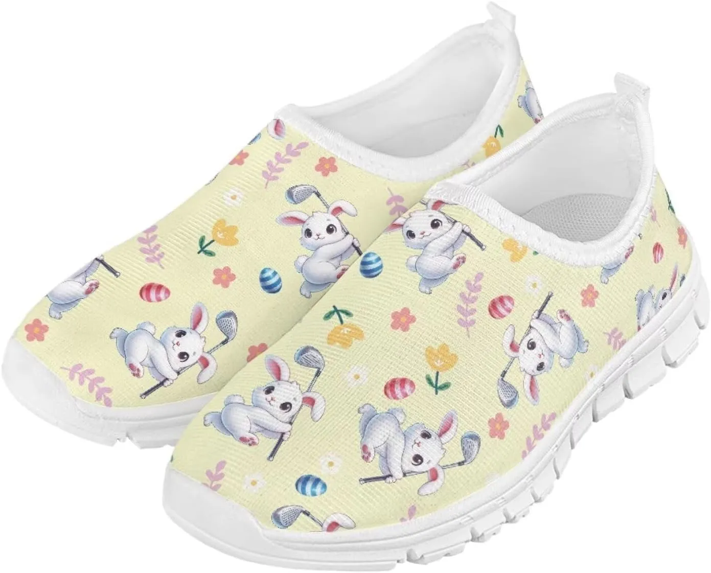 Girls Slip On Sneakers Easter Bunny Shoes for Girls Tennnis Gym Shoes