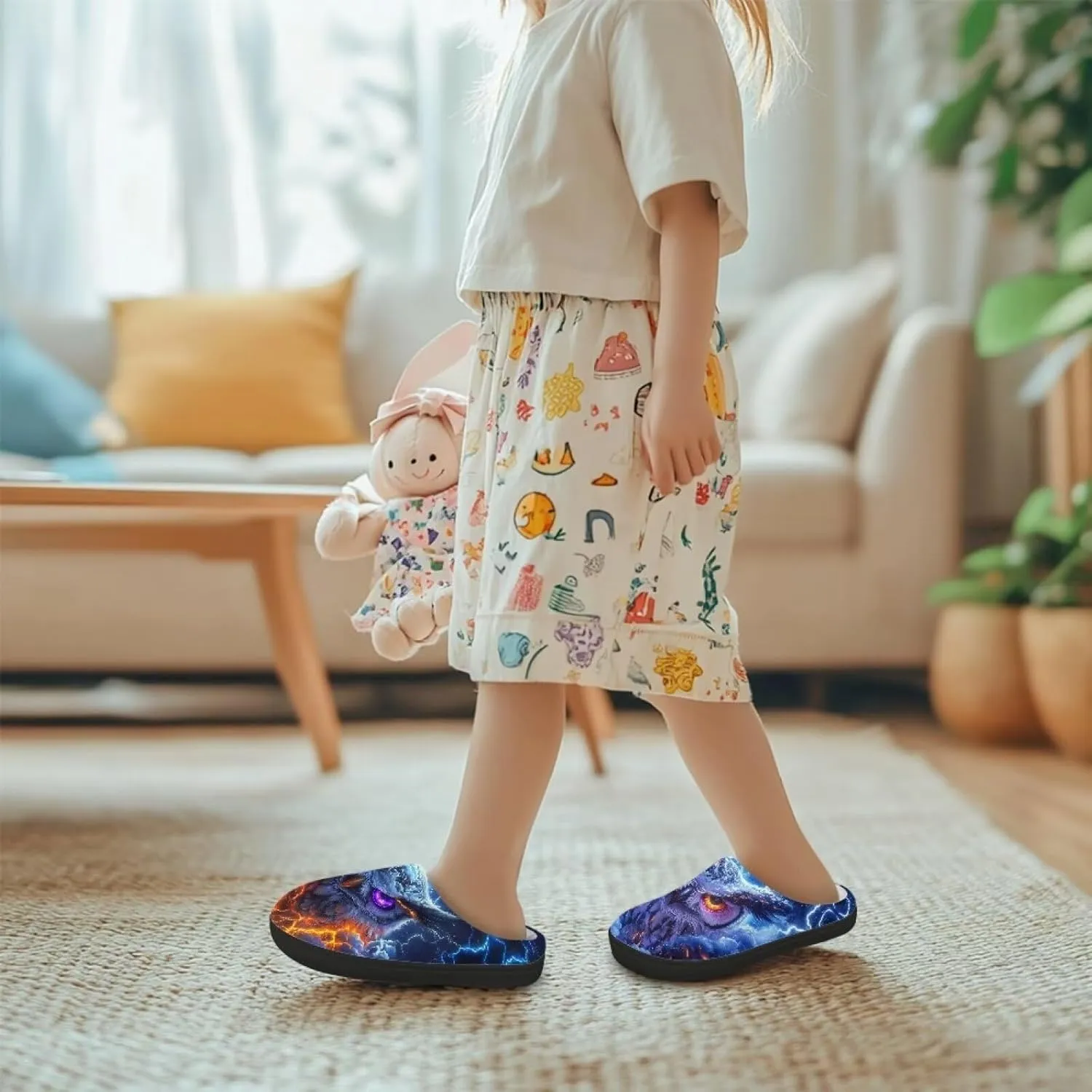 Girls Slippers Size 9-15 Kids Winter Warm Cotton Slipper Indoor Bedroom Home Slipper