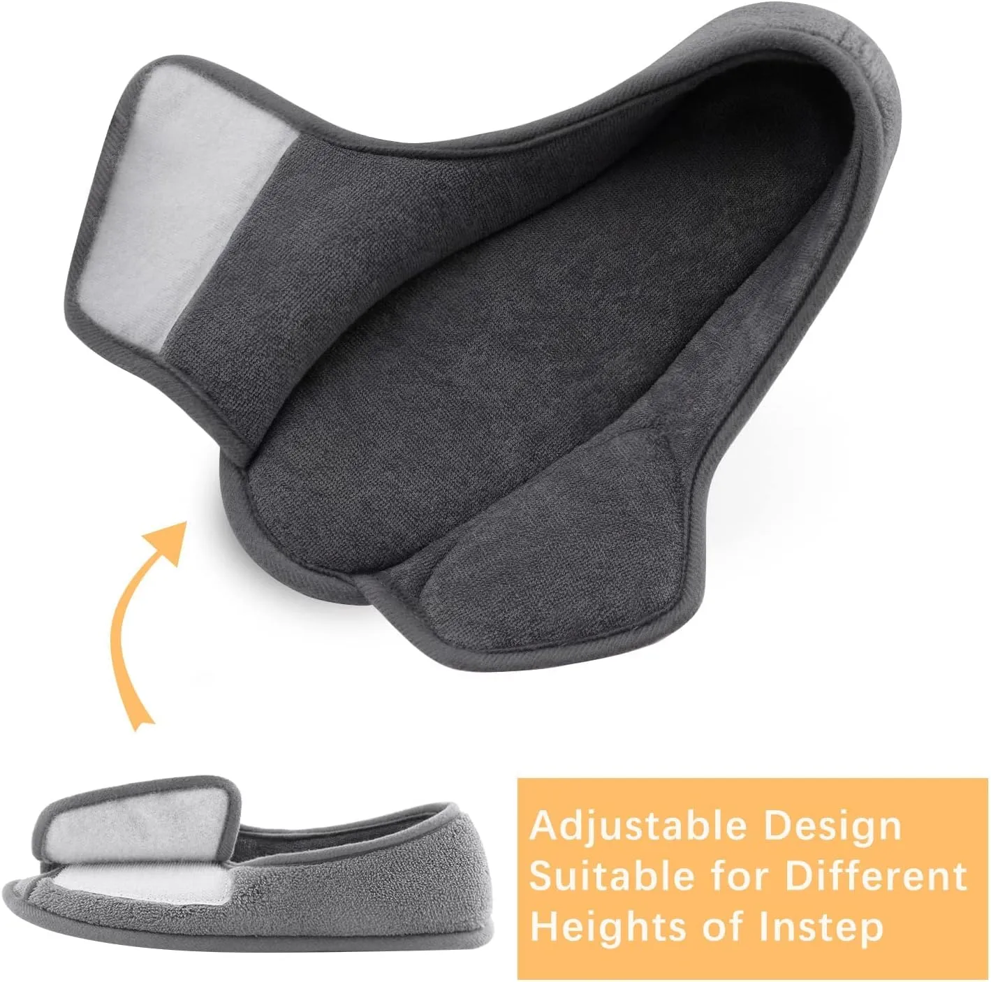Git-up Diabetic Slippers for Women Memory Foam Arthritis Edema Adjustable Open Toe Swollen Feet Slippers Bedroom House Indoor Outdoor Shoes with Rubber Sole