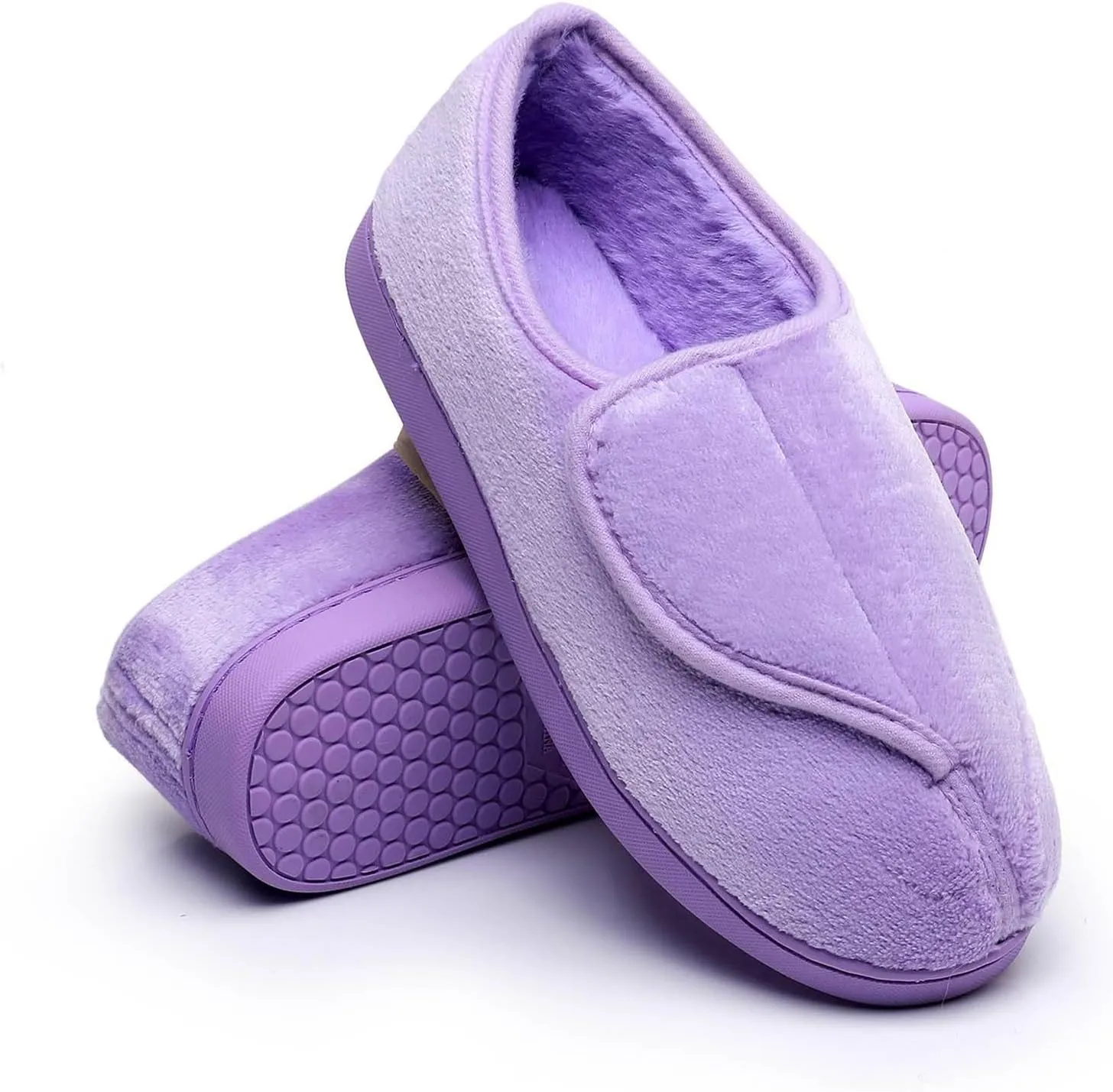 Git-up Women Memory Foam Diabetic Slippers Arthritis Edema Adjustable Closed Toe Swollen Feet Slippers Comfortable House Indoor Outdoor Shoes with Rubber Sole
