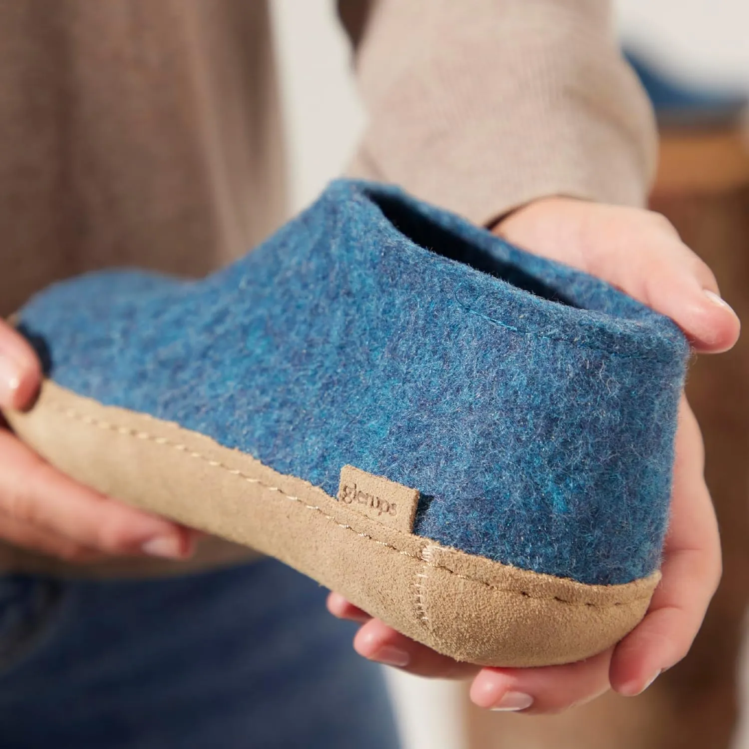 Glerups 100% Gotland Sheep Wool Boot Slipper with leather sole - Unisex