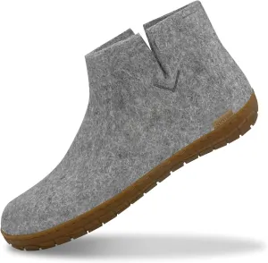 Glerups 100% Gotland Sheep Wool Boot Slipper with rubber sole - Unisex - Grey - Size 7