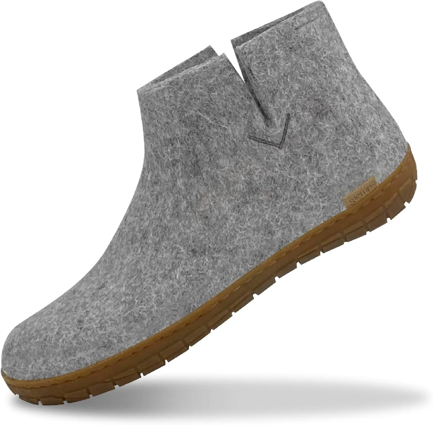 Glerups 100% Gotland Sheep Wool Boot Slipper with rubber sole - Unisex - Grey - Size 7