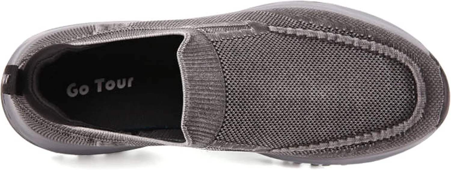 Go Tour Men's Walking Shoes - Casual Washed Knit Loafer Comfortable Slip On Athletic Sneakers