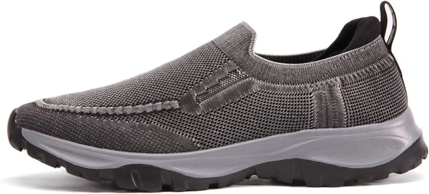 Go Tour Men's Walking Shoes - Casual Washed Knit Loafer Comfortable Slip On Athletic Sneakers