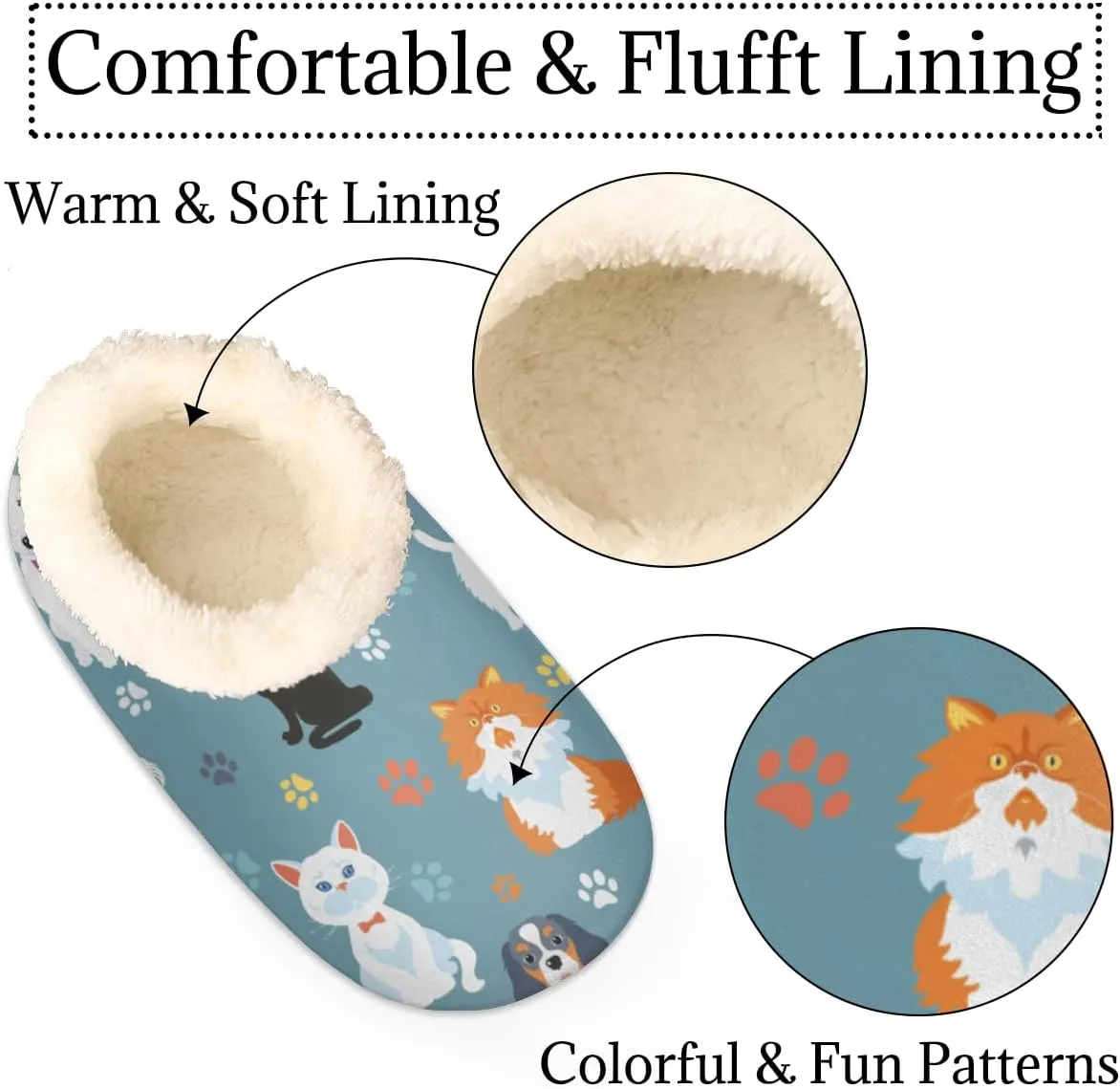 Green Plant Women's Slippers, Stripes Non-Slip House Slipper Socks, Plush Lined Slippers Shoes for Girls Boys Teens Indoor Bedroom