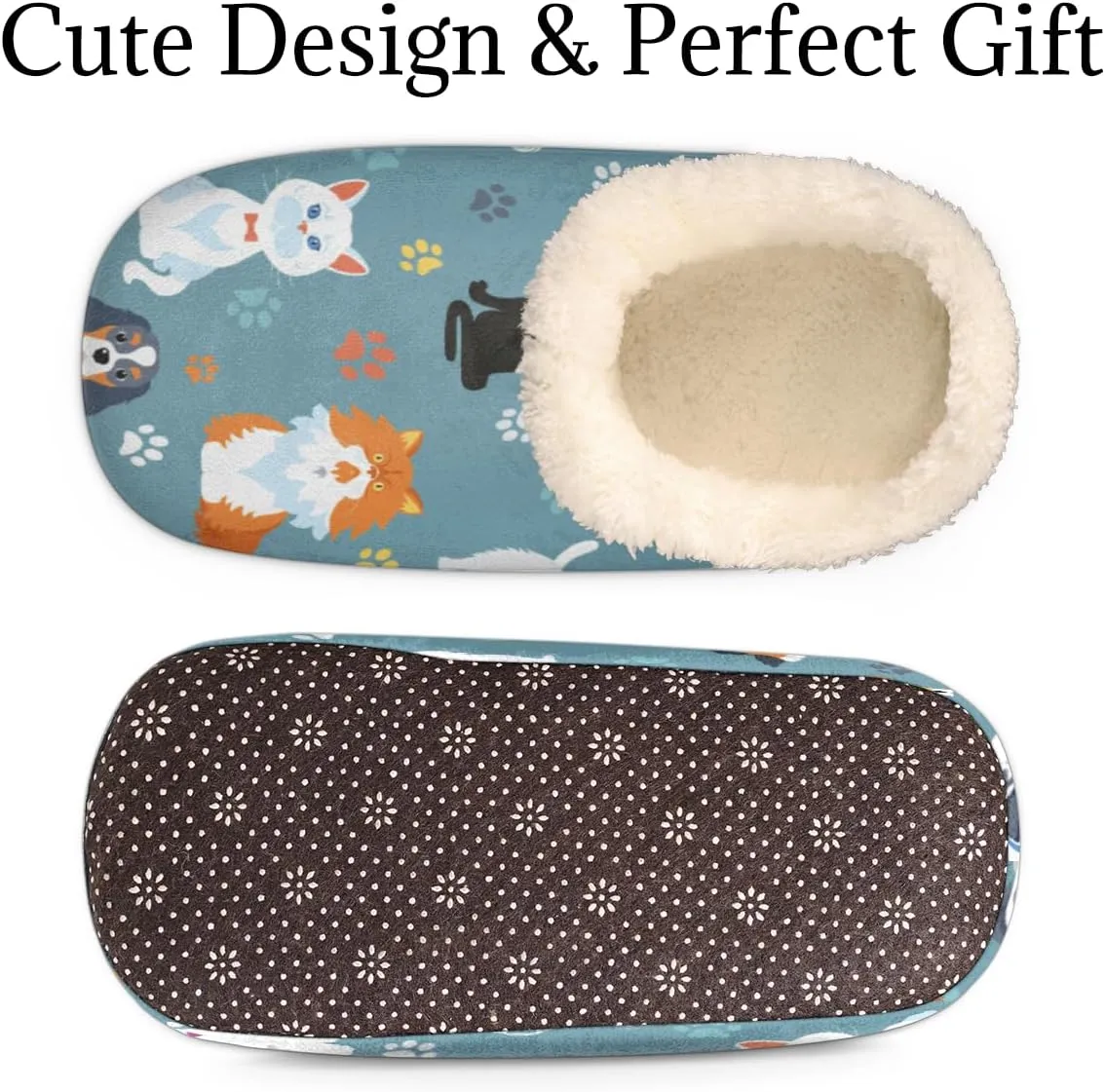 Green Plant Women's Slippers, Stripes Non-Slip House Slipper Socks, Plush Lined Slippers Shoes for Girls Boys Teens Indoor Bedroom