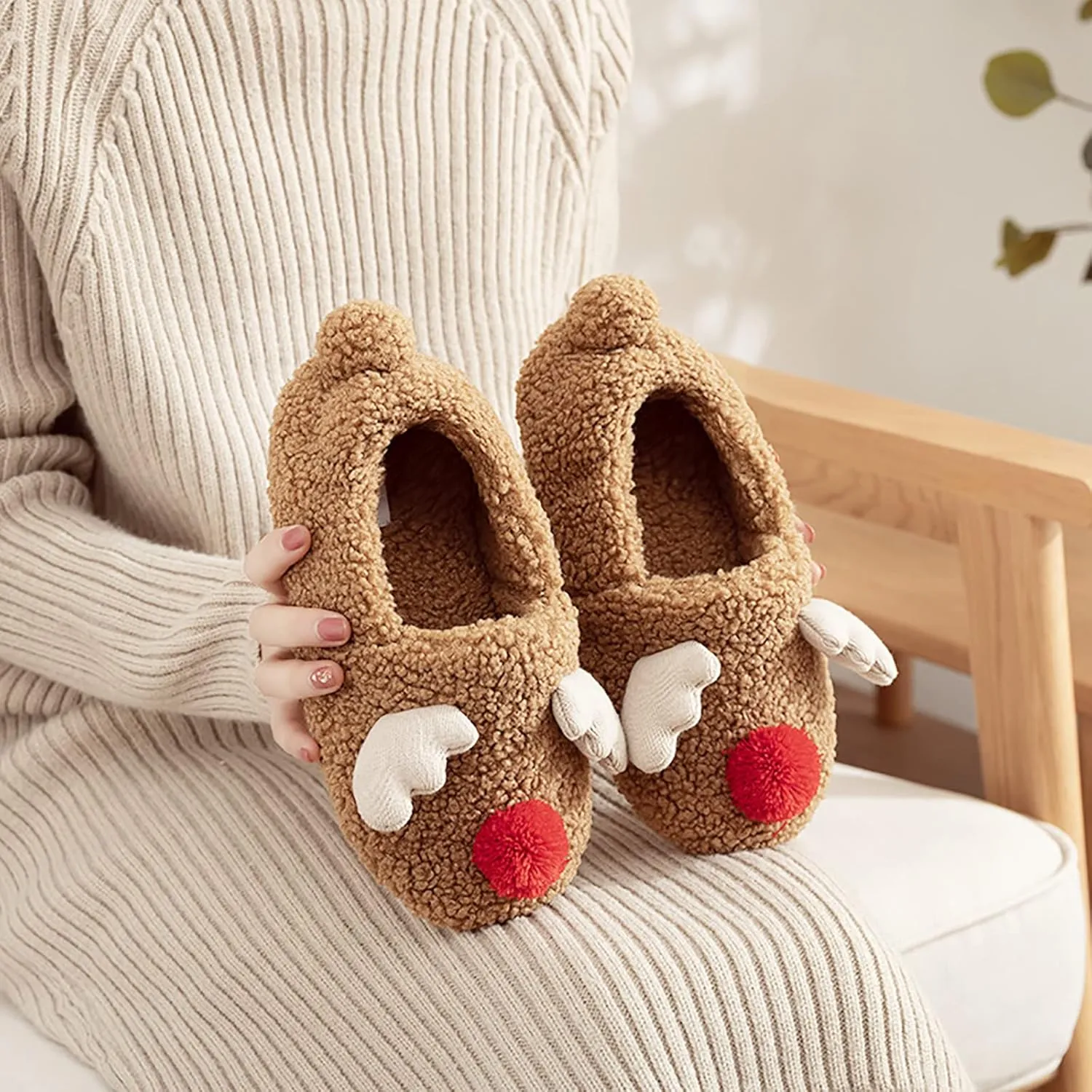 Greenery-GRE Womens Cartoon Indoor Warm Fleece Slippers Winter Soft Cozy Home Booties Non-Slip Plush Slip-on Shoes Ankle Boots