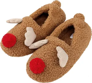 Greenery-GRE Womens Cartoon Indoor Warm Fleece Slippers Winter Soft Cozy Home Booties Non-Slip Plush Slip-on Shoes Ankle Boots