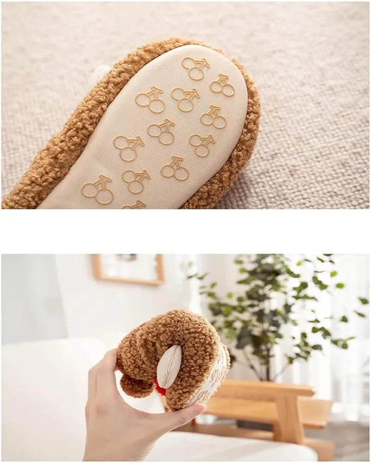 Greenery-GRE Womens Cartoon Indoor Warm Fleece Slippers Winter Soft Cozy Home Booties Non-Slip Plush Slip-on Shoes Ankle Boots