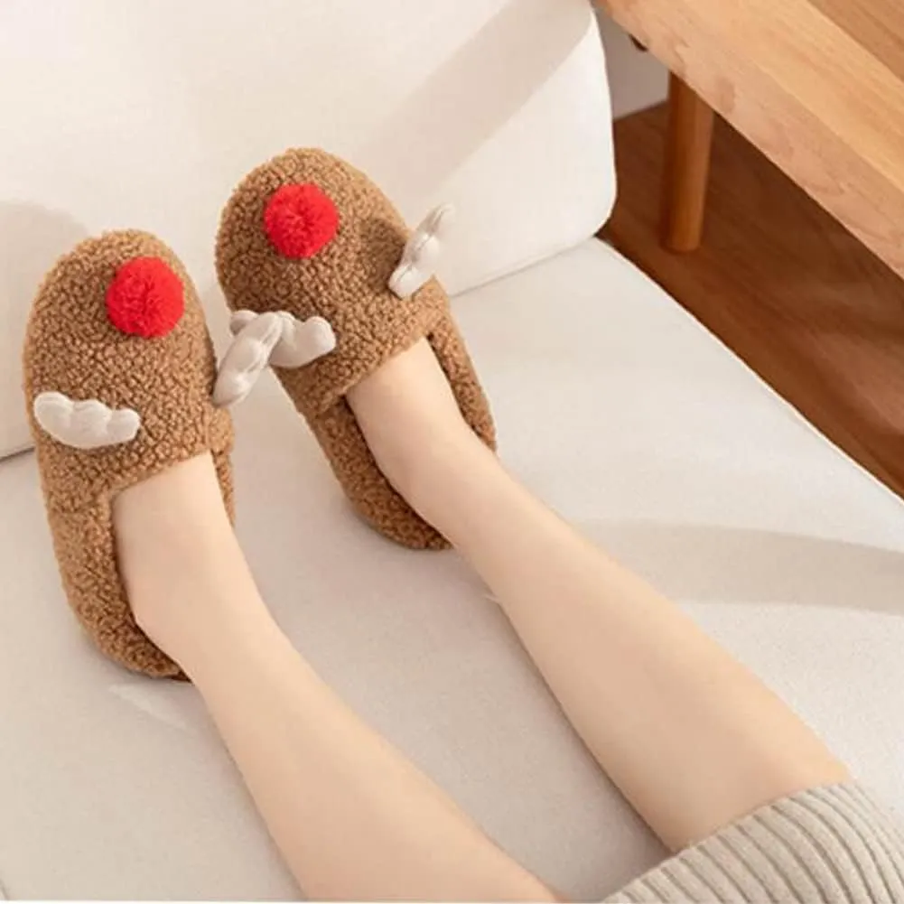 Greenery-GRE Womens Cartoon Indoor Warm Fleece Slippers Winter Soft Cozy Home Booties Non-Slip Plush Slip-on Shoes Ankle Boots