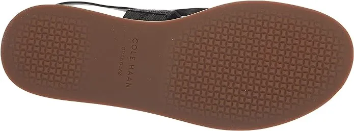 Haan Thong Flats Anti-theft Mandy Black Cole Strap Leather Ankle Canvas Sandals White Intuitive