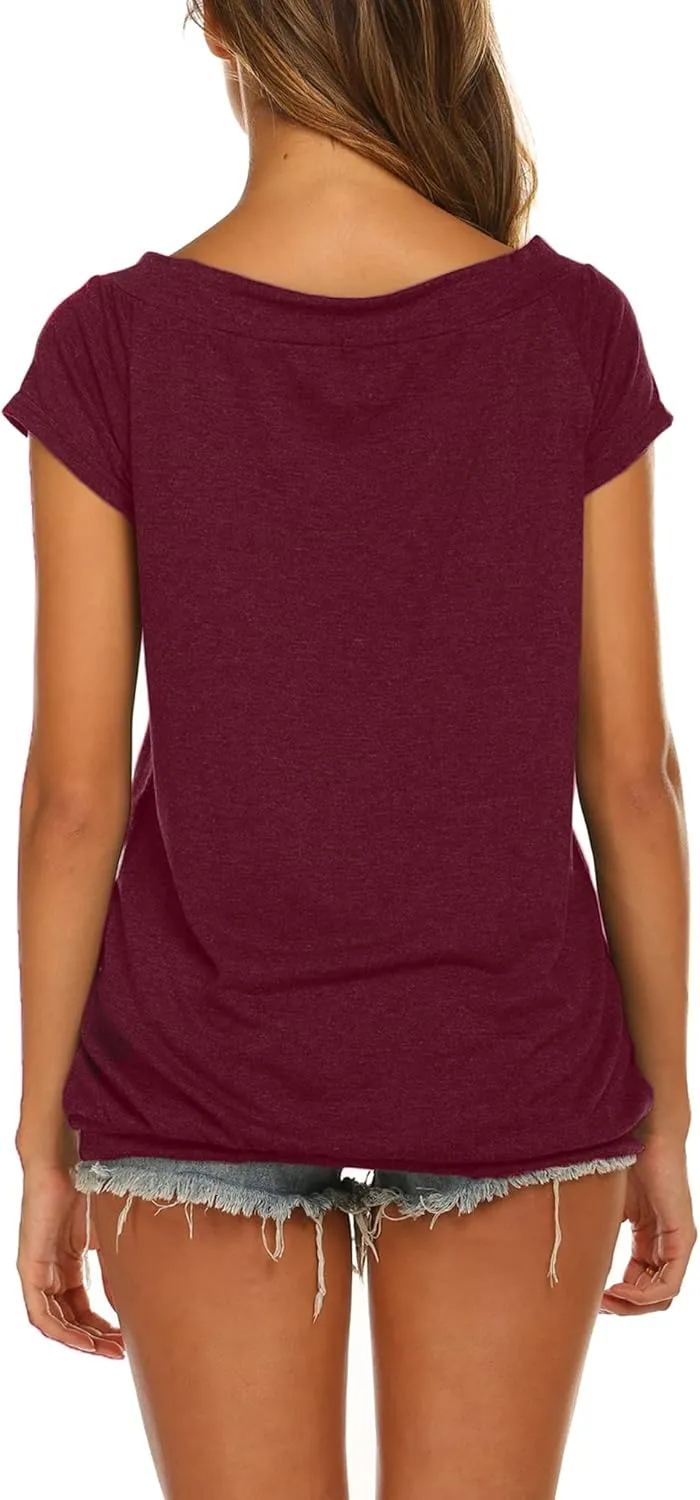 Halife Women's Off The Shoulder Tops Summer Casual Short Sleeve T Shirts