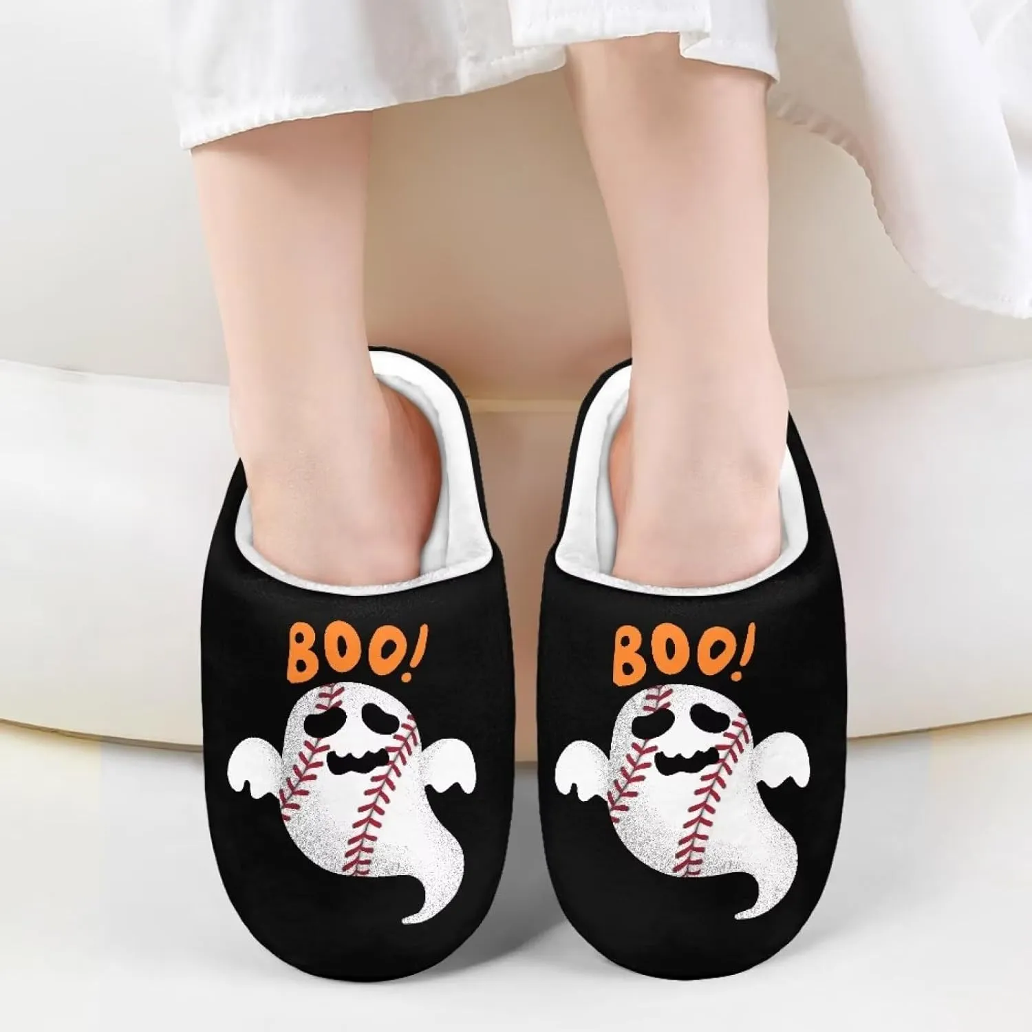 Halloween Plush Slippers for Kid Soft Slippers Floral Fluffy Fuzzy Slip-On Anti-Skid Outdoor Home Slipper for Kids