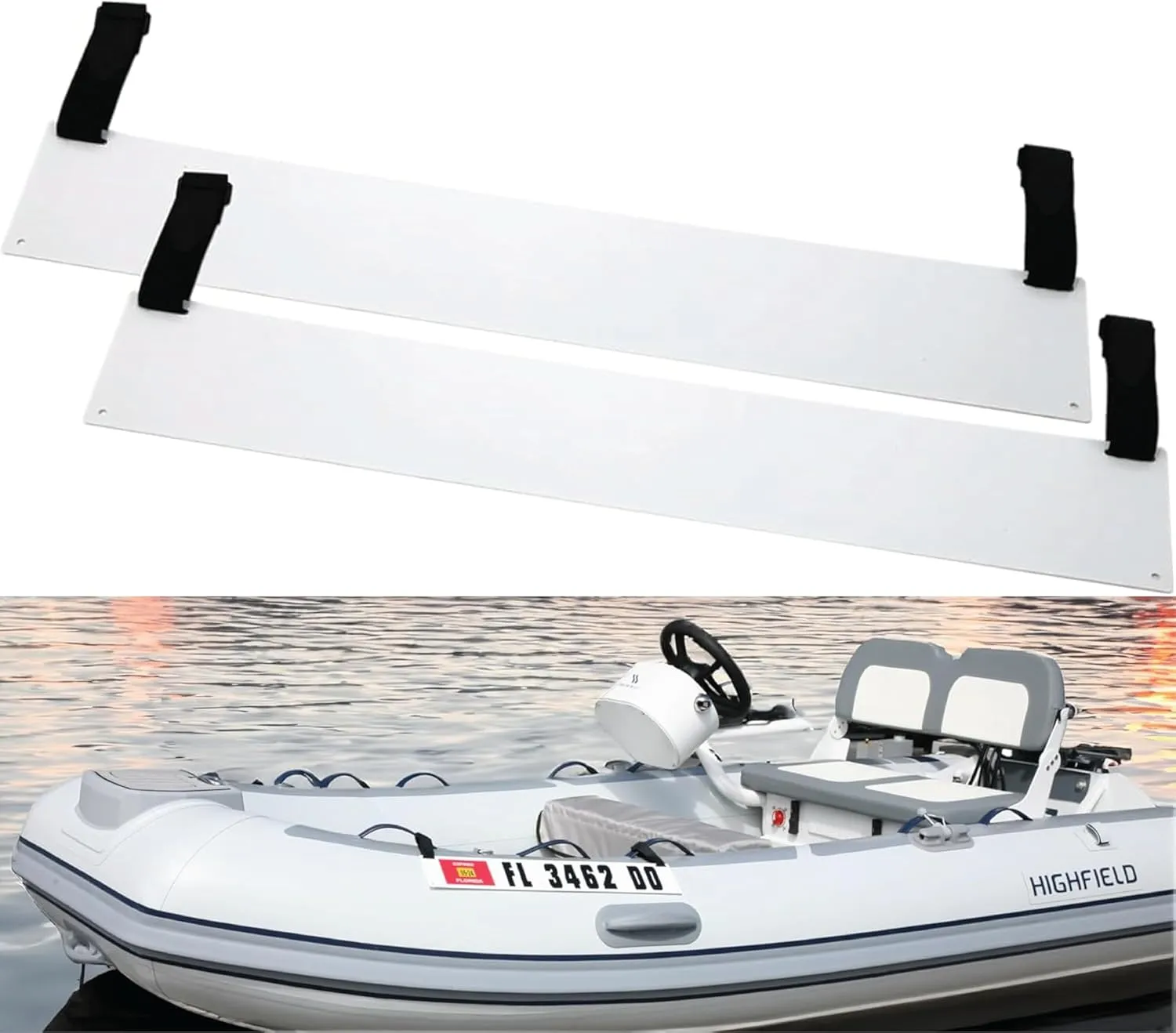 Hardline Products Registration Sticker Plate for Inflatable Dinghy, Boat or Tender with Nylon Hook & Loop Adjustable Straps - 12-5064